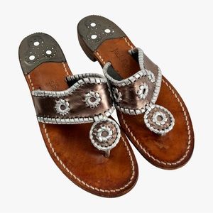 Jack Rogers Metallic Bronze/ Silver Thong Flat Sandals US9